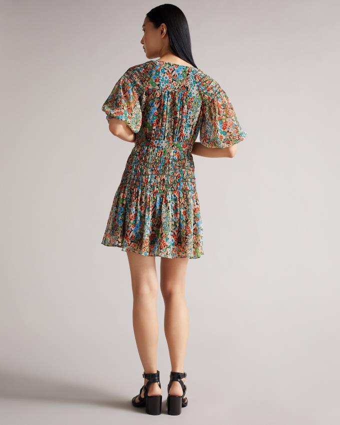 Sukienka Damskie Ted Baker Smock Panel Wrap Mini Czarne Polska | PL-RJTLS5723