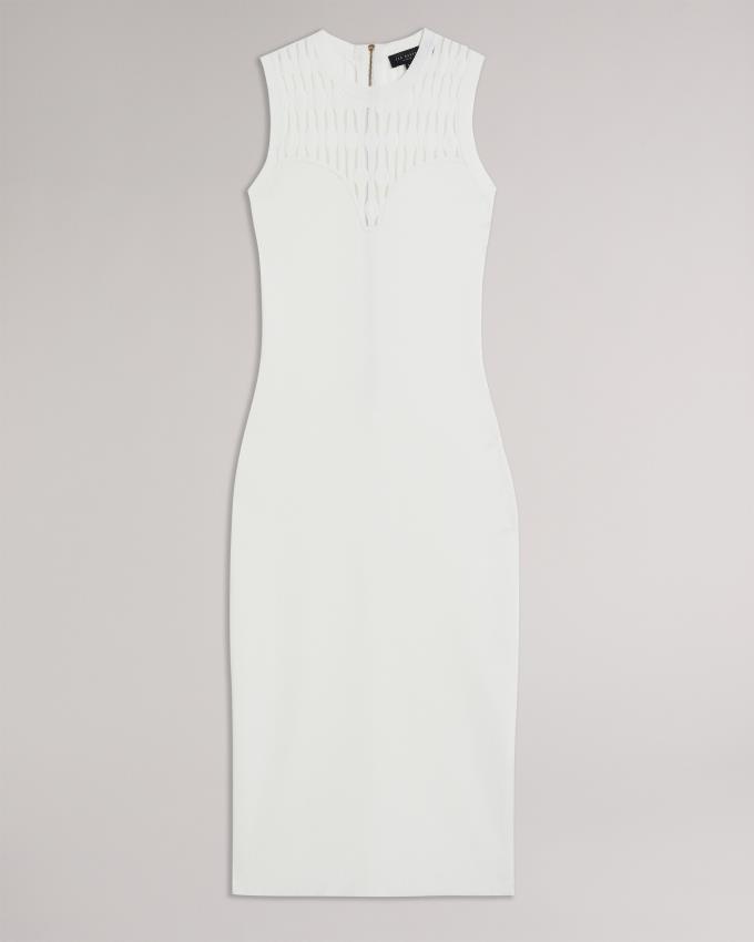 Sukienka Damskie Ted Baker Stitch Detailed Bodycon Białe Polska | PL-DLANB6913