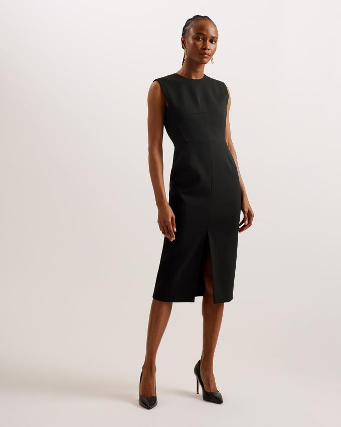 Sukienka Damskie Ted Baker Tailored Midi With Front Split Czarne Polska | PL-SNLTJ3821