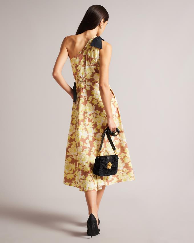 Sukienka Damskie Ted Baker Tie Detail One Shoulder Midi Brązowe Polska | PL-FVZIT5380