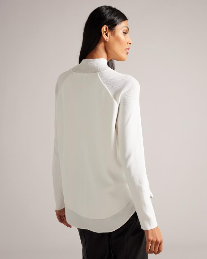 Sweter Damskie Ted Baker Illusion With Curved Hem Białe Polska | PL-MHPGK7815