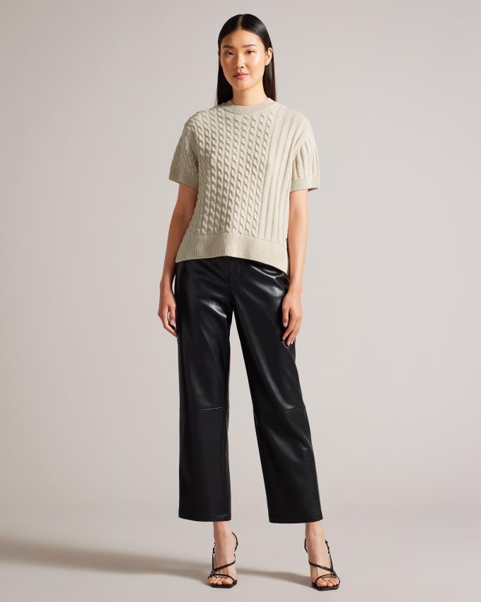 Sweter Damskie Ted Baker Wool And Cashmere Short Sleeve Brązowe Polska | PL-ZYORS3782