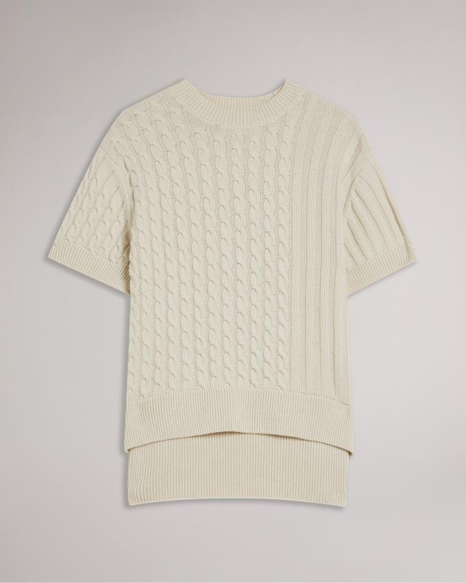 Sweter Damskie Ted Baker Wool And Cashmere Short Sleeve Brązowe Polska | PL-ZYORS3782