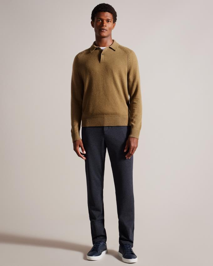 Sweter Męskie Ted Baker Cashmere Polo Neck Ciemny Brązowe Polska | PL-GFLKS5872