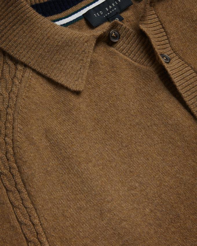 Sweter Męskie Ted Baker Cashmere Polo Neck Ciemny Brązowe Polska | PL-GFLKS5872