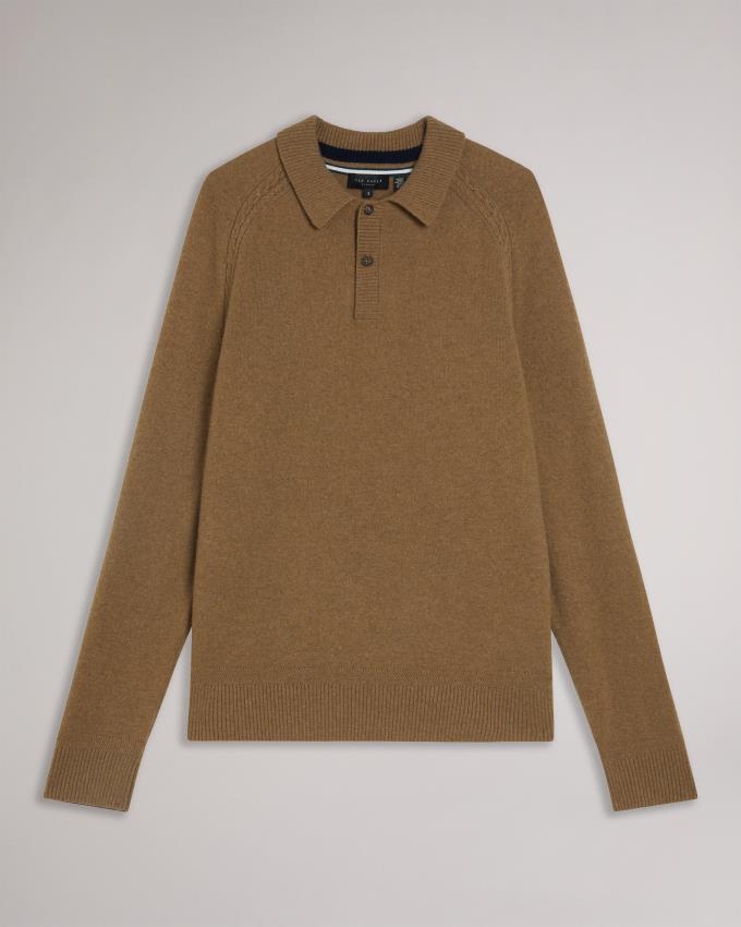 Sweter Męskie Ted Baker Cashmere Polo Neck Ciemny Brązowe Polska | PL-GFLKS5872