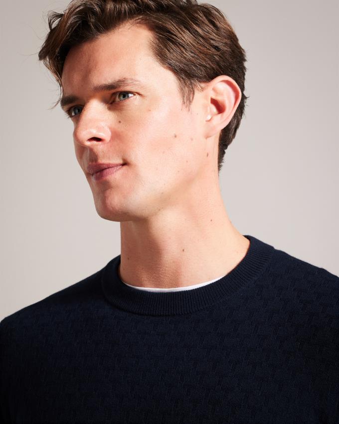 Sweter Męskie Ted Baker Long Sleeve T Knit Granatowe Polska | PL-LSENO5371