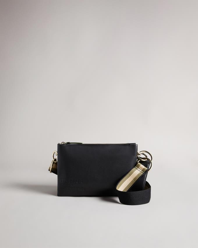 Torba Crossbody Damskie Ted Baker Branded Webbing Czarne Polska | PL-BEXMJ9708