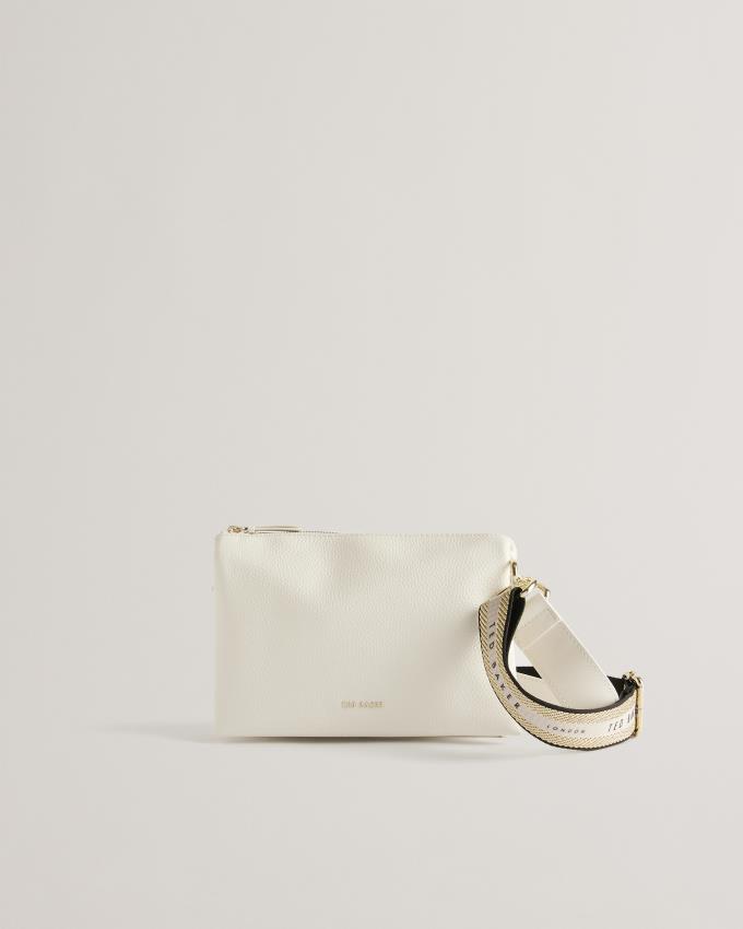 Torba Crossbody Damskie Ted Baker Branded Webbing Białe Polska | PL-JZQYD5036