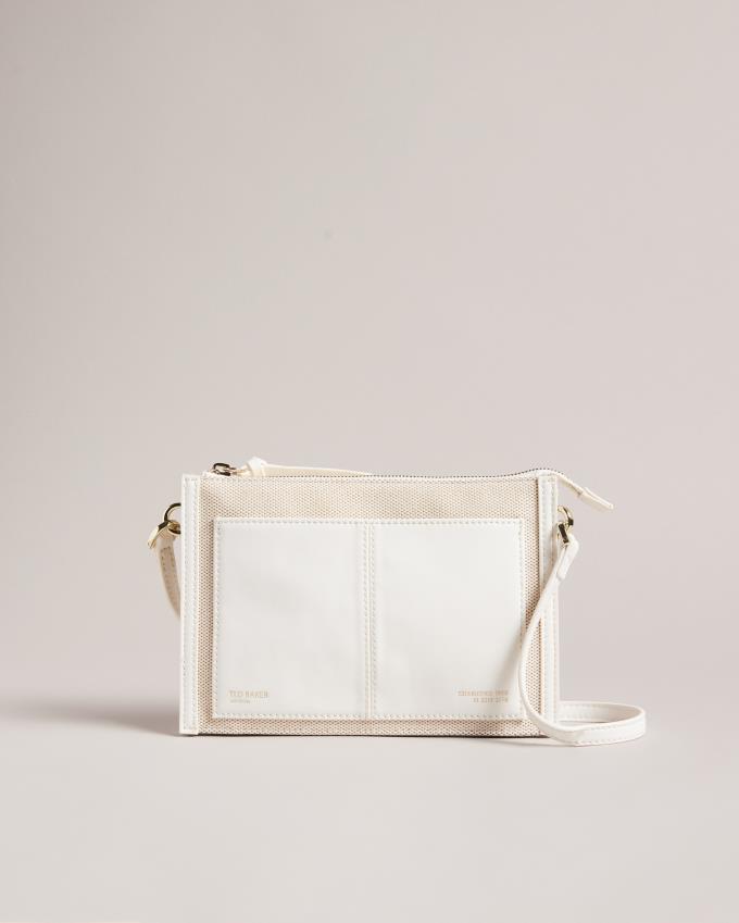 Torba Crossbody Damskie Ted Baker Canvas Kremowe Polska | PL-KRNDU3840