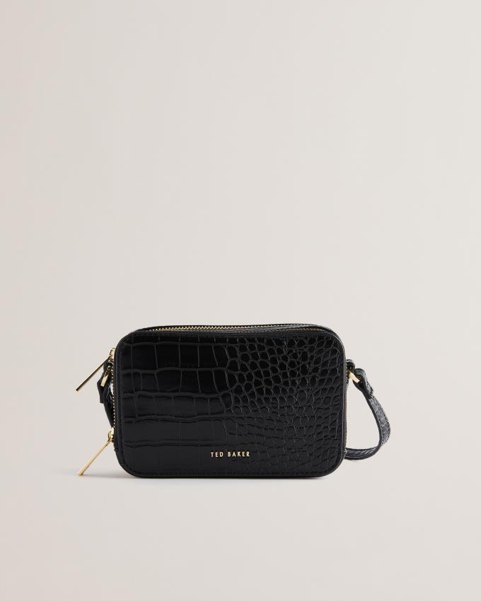 Torba Crossbody Damskie Ted Baker Croc Effect Mini Camera Czarne Polska | PL-PXSTV9450
