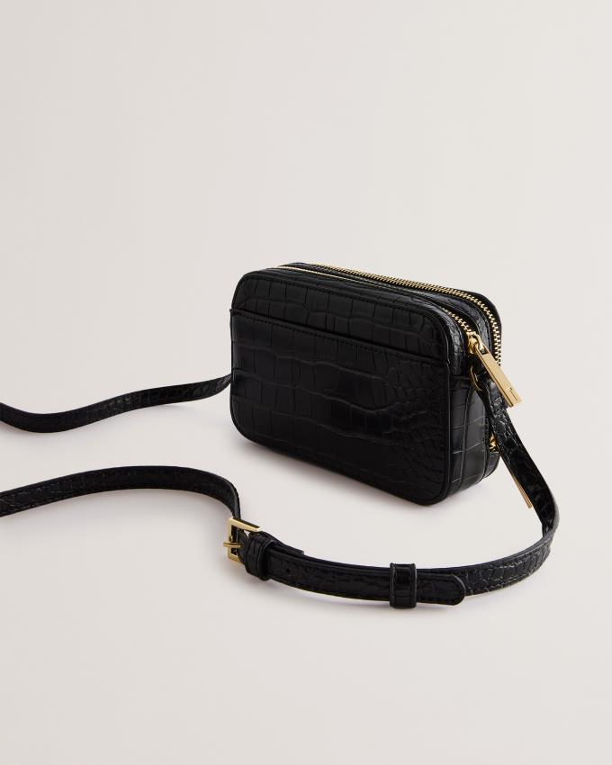Torba Crossbody Damskie Ted Baker Croc Effect Mini Camera Czarne Polska | PL-PXSTV9450