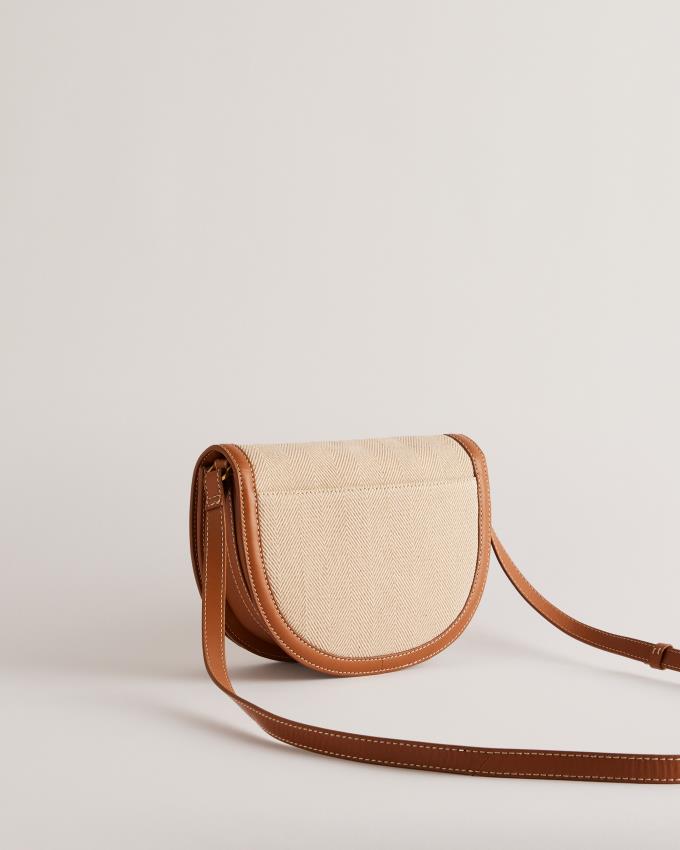 Torba Crossbody Damskie Ted Baker Padlock Canvas Saddle Brązowe Polska | PL-NBREG8916