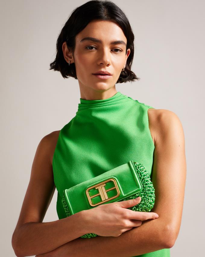 Torba Crossbody Damskie Ted Baker Satin Crochet Zielone Polska | PL-XVZKU5713