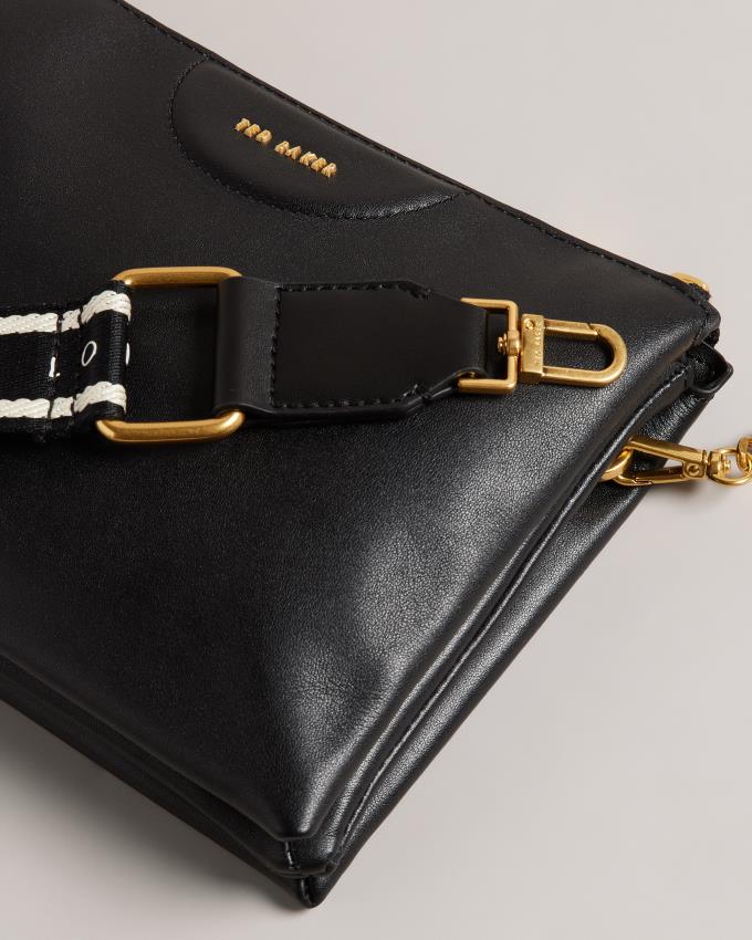 Torba Crossbody Damskie Ted Baker Webbing Leather Czarne Polska | PL-WGIAK2716