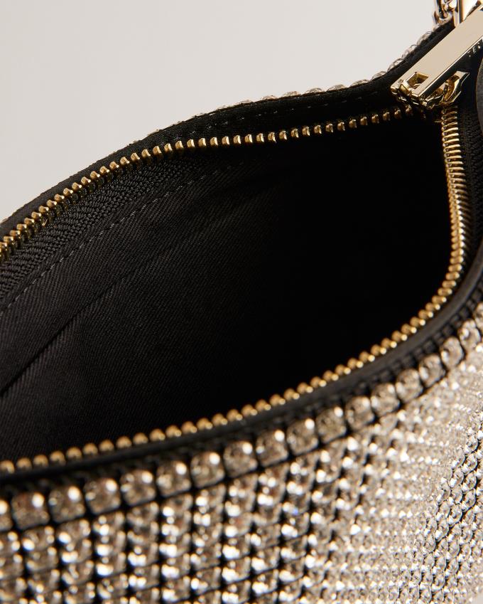Torba na Ramię Damskie Ted Baker Crystal Embellished Srebrne Polska | PL-RUBFI8460