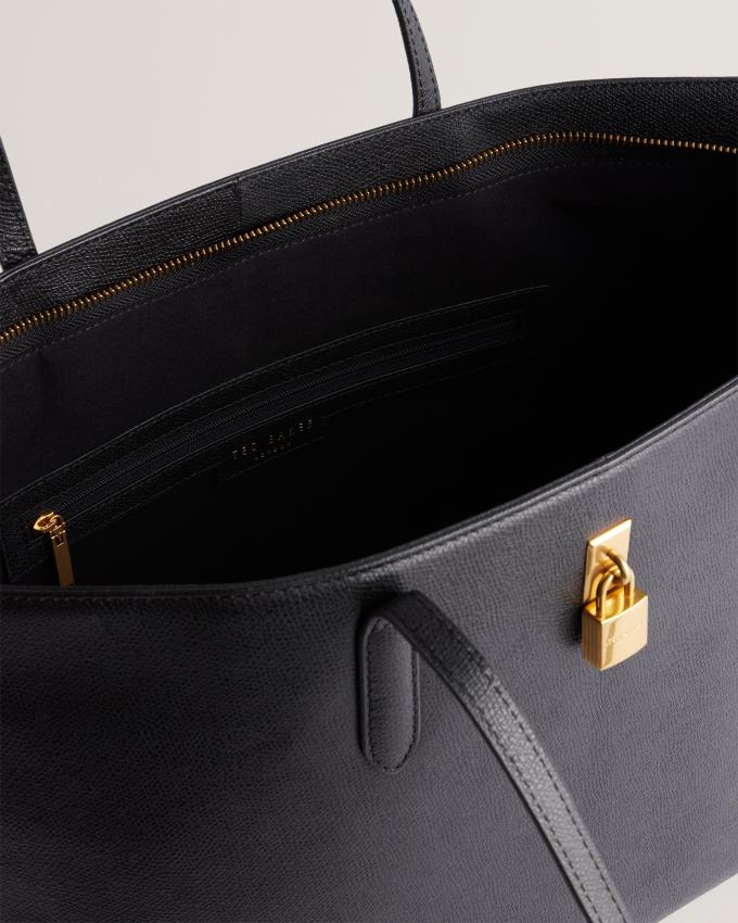 Torby Tote Damskie Ted Baker Textured Padlock Czarne Polska | PL-AGTHD5102