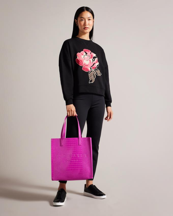 Torebka Damskie Ted Baker Croc Detail Large Icon Głęboka Różowe Polska | PL-MCVAE2741