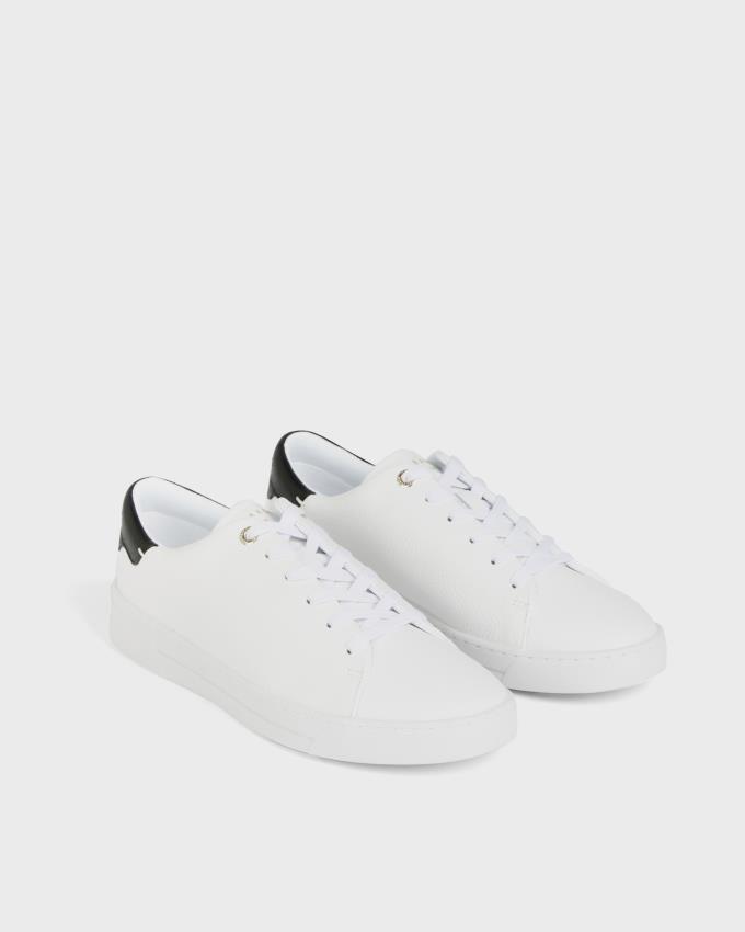 Trampki Damskie Ted Baker Tumbled Leather Białe Czarne Polska | PL-MICRD3290