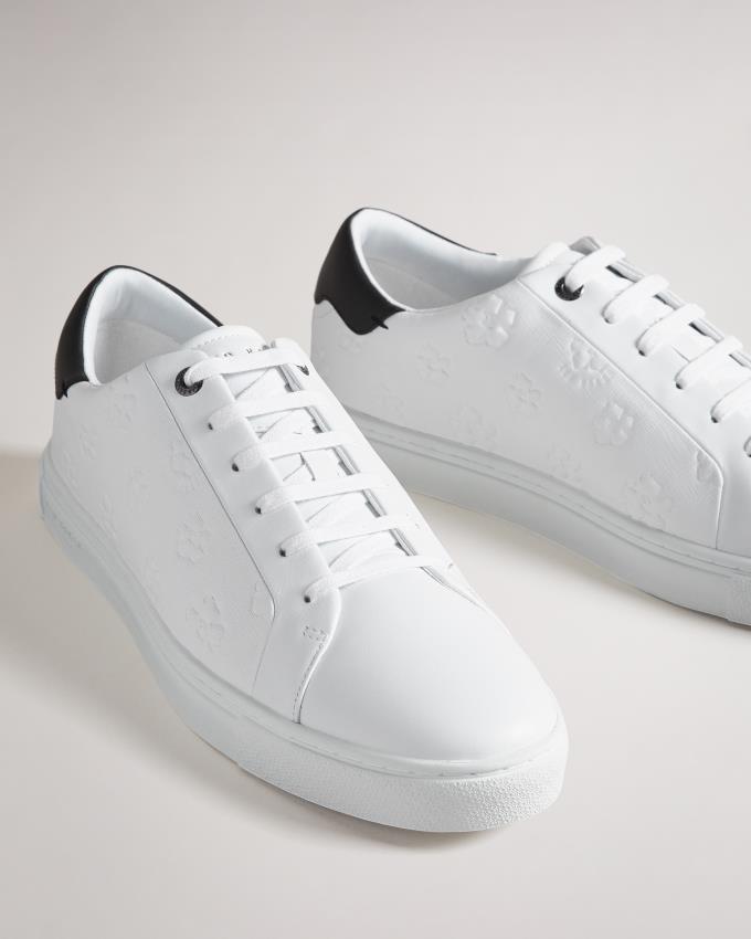 Trampki Męskie Ted Baker Embossed Flower Cupsole Białe Polska | PL-WVGQJ2134