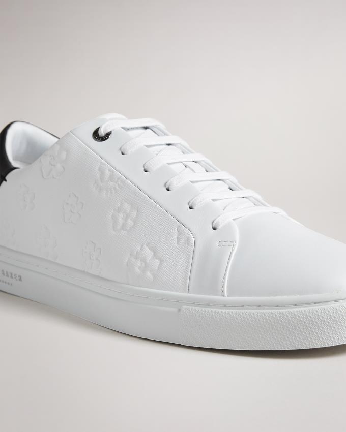 Trampki Męskie Ted Baker Embossed Flower Cupsole Białe Polska | PL-WVGQJ2134