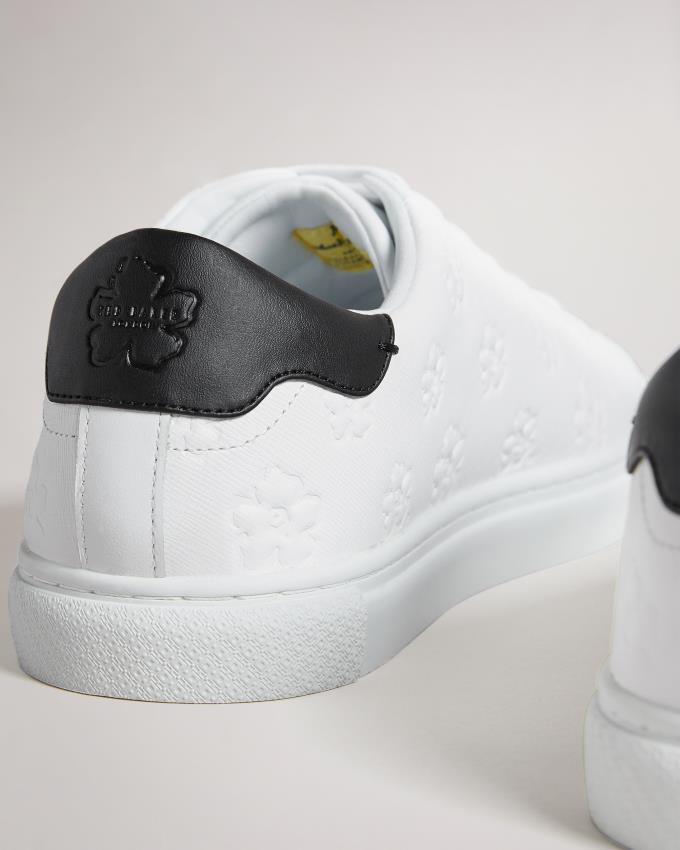Trampki Męskie Ted Baker Embossed Flower Cupsole Białe Polska | PL-WVGQJ2134