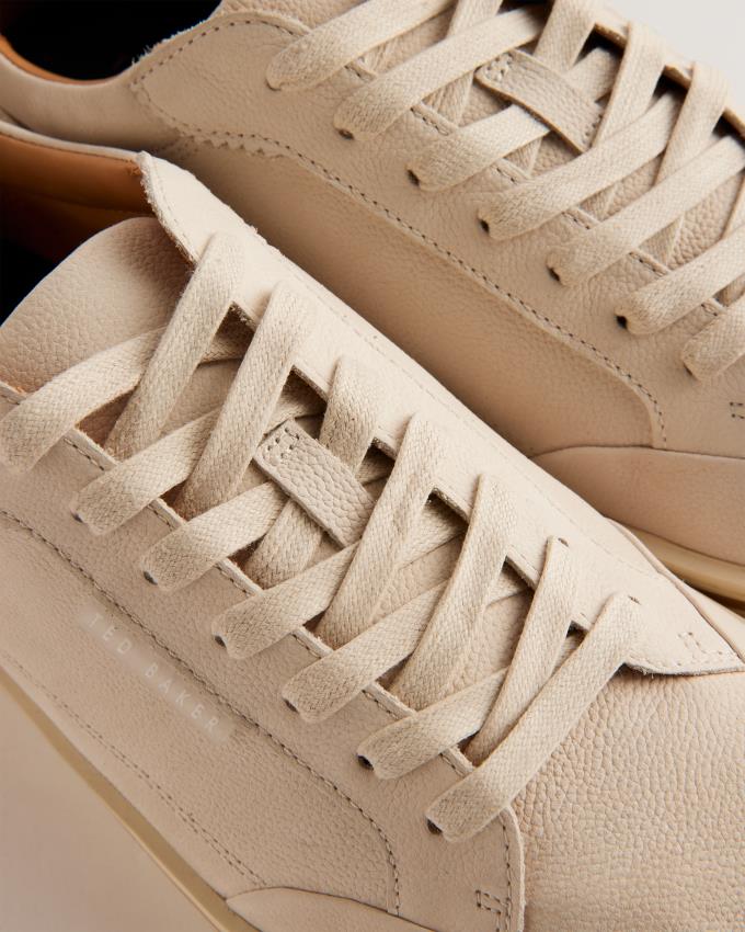 Trampki Męskie Ted Baker Leather Contrast Detail Court Szare Polska | PL-HLKCB0918