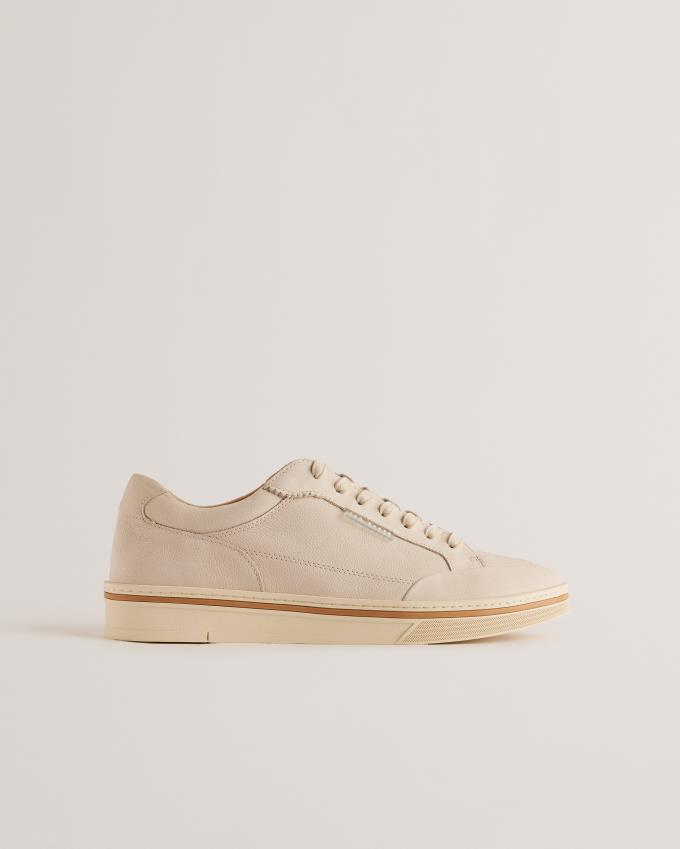 Trampki Męskie Ted Baker Leather Contrast Detail Court Szare Polska | PL-HLKCB0918
