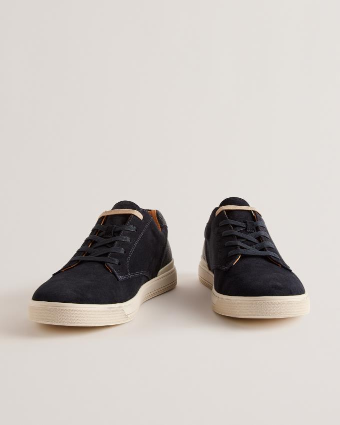 Trampki Męskie Ted Baker Textured Leather Low Top Granatowe Polska | PL-JDHBC3412